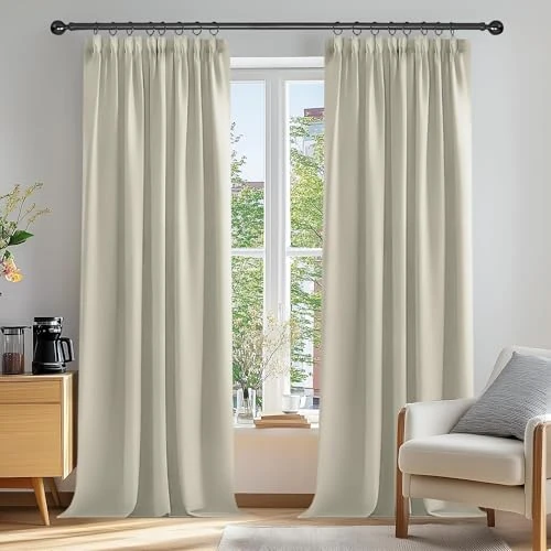 Offerta a tempo: Deconovo Tende Oscuranti per Interni con Fettuccia, Termiche Isolanti – 3 Modi di Montaggio, per Camera da Letto e Soggiorno, 2 Pannelli 140x260 cm, Beige Chiaro, Certificato OEKO-TEX - 7% da 35.12 € a 32.69 €