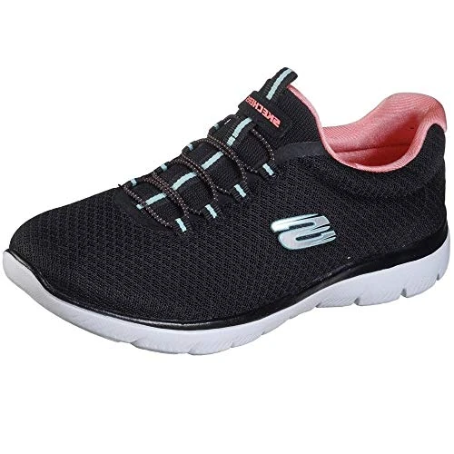 Skechers Femme Summits 12980 Espadrilles, Black Mesh / Pink Trim, 36 EU