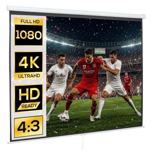 Offerta a tempo: HOMCOM Telo Proiettore da 120 Pollici 4K HD Grandangolo 160 Gradi Bianco - 0.00% da 65.95 € a 65.95 €