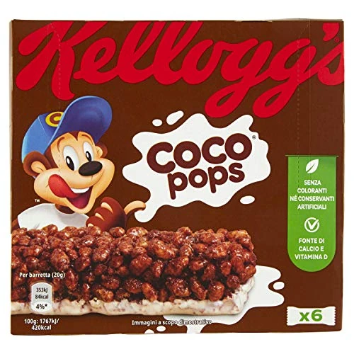 Offerta a tempo: Kellogg's Coco Pops Barrette | Barrette di riso soffiato al cacao | Confezione da 120g (6 x 20g) — 35% da 2,29 € a 1,49 €