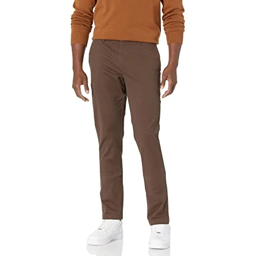 Amazon Essentials Męskie spodnie chinosy Skinny-Fit Washed Comfort Stretch (dawniej Goodthreads), brązowe, 29 szer. x 32 dł