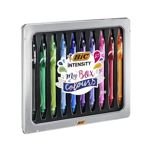 Offerta a tempo: BIC Intensity Quick Dry, Set Penne Gel Colorate, Asciugatura Ultra-Rapida Confezione in Metallo, 10 Unità, Penne Bic, Cancelleria Scuola e Ufficio, Idea Regalo - 5% da 21.15 € a 20.18 €