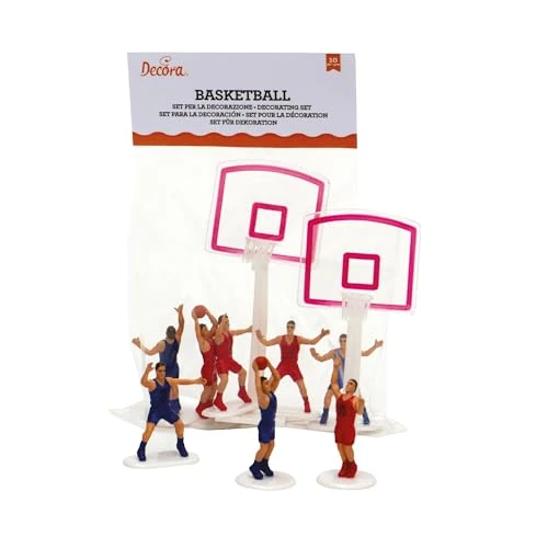 Offerta a tempo: DECORA, 0816015 Set Decorativo per Dolci a Tema Basket, Contiene 8 Giocatori e due Porte, Ideale per Decorare Dolci per Feste di Compleanno, Contiene 10 pezzi in Totale - 0.00% da 10.55 € a 10.55 €