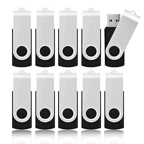 Offerta a tempo: KOOTION 10 Pezzi Chiavetta USB 16GB, USB 2.0 Pen Drive 16GB Piccolo e Leggero Pennetta USB con Coperchio in Metallo Girevole a 360° Penna USB Set Para Ordenador/TV/Coche/Player, ect - Nero - 19% da 55.99 € a 45.59 €