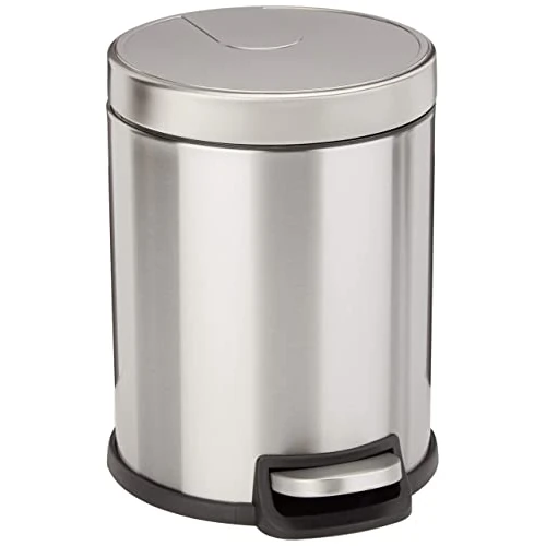 Oferta limitada: Amazon Basics Cubo de basura pequeño Cilíndrica de cierre suave con pedal, para baño y espacios pequeños, 5 l, acero inoxidable cepillado de 34.19 EUR a 23.93 EUR (ahorro 30%)