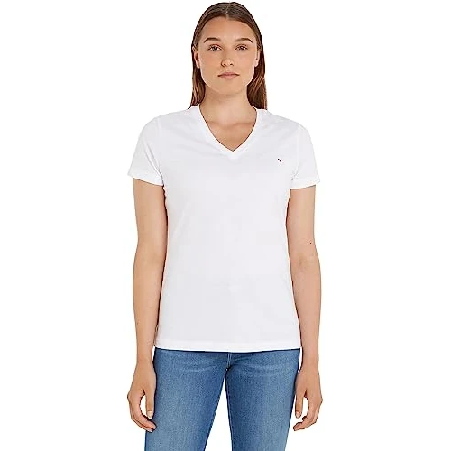 Limited offer: Tommy Hilfiger Women's Heritage V-Neck Tee Ww0ww24969 T-Shirt (Pack of 1) from 39.73 EUR to 16.29 EUR (save 59%)