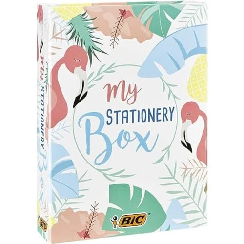 Offerta a tempo: BIC My Stationery Box, Kit Scrittura, 6 Penne a Sfera, 10 Fineliner Colorati, 4 Evidenziatori Pastello, 5 Pennarelli Indelebili, 1 Bianchetto, 1 Quaderno, 2 Blocchi di Fogli Adesivi - 21% da 32.11 € a 25.22 €