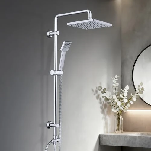 Oferta limitada: JOHO Columna de Ducha sin Grifo Conjunto Ducha sin Thermostato Monomando Set Ducha Con Barra Altura Adjustable con Ducha Mano Alcachofa y Cabezal Rociador ABS 20x20cm de 69.99 EUR a 69.99 EUR (ahorro 0%)