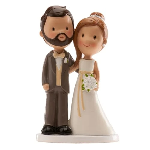 dekora – Figura de Novios Hipster para Tarta de Boda de Resina 14 cm – Cake Topper Original y Divertido para Pastel Nupcial, Mesa Dulce y Aniversario