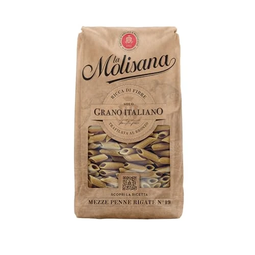 Offerta a tempo: La Molisana - Mezze Penne Rigate Integrali n. 19, Pasta Integrale da Solo Grano Italiano, Ricca di Fibre, Superficie Rugosa, Trafilata al Bronzo, Confezione da 500 g - 40% da 1.49 € a 0.89 €
