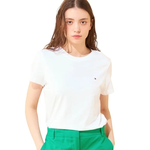 Offre limitee: Tommy Hilfiger T-Shirt Manches Courtes Femme Heritage Col Ras-du-Cou, Blanc (Classic White), XXS de 39.90 EUR a 26.50 EUR (economie 34%)
