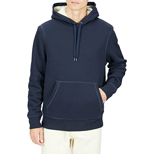 Limited-time offer: Amazon Essentials Men's Sherpa-Lined Fleece Pullover Hoodie, Navy, S from 23.80 GBP to 17.49 GBP (save 27%)