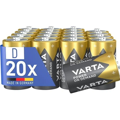 Offerta a tempo: VARTA Pile D Mono, confezione da 20, Power on Demand, Alcaline, pacco di stoccaggio, intelligenti, flessibili, potenti, per accessori computer, Smart Home, Made in Germany [Esclusivo su Amazon] - 0% da 32.31 € a 32.31 €