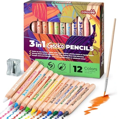 Offerta a tempo: colozoo Matite colorate 3 in 1 set, 12 con pennello e temperamatite - 0.00% da 14.97 € a 14.97 €