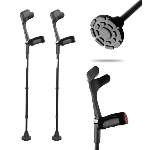 Offre limitée : KMINA Béquilles Médicales Adultes, Canne Anglaise Réglable, Noir de 59.99 € à 59.99 € (0.00% de remise)