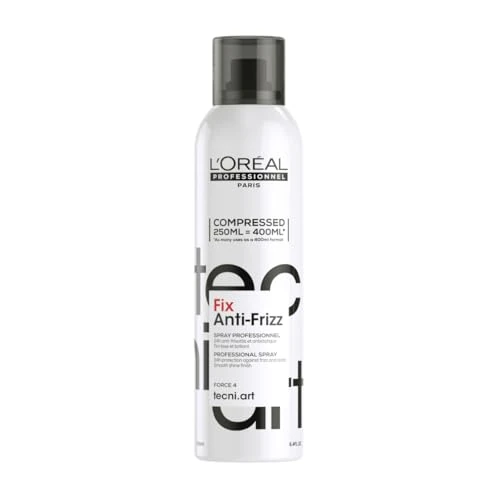 Offre limitée : L'OREAL PROFESSIONNEL - Spray Coiffant Anti-Frisottis & Anti-Humidité - Fixation Forte 24h & Sans Résidus - Tous Types de Cheveux, Raides à Bouclés - Fini Brillant - Tecni Art Fix Anti-Frizz - 250ml de 21.17 € à 19.90 € (6% de remise)