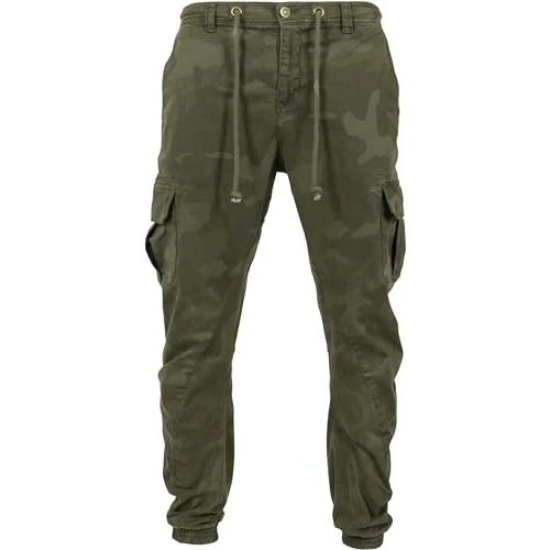 Oferta limitada: URBAN CLASSICS Pantalón jogging Camo Cargo con bolsillos de parche laterales y traseros, ajuste holgado, estampado camuflaje, cintura cordón, puños elásticos, color Verde Camo, talla 44 de 23.94 EUR a 19.99 EUR (ahorro 16%)