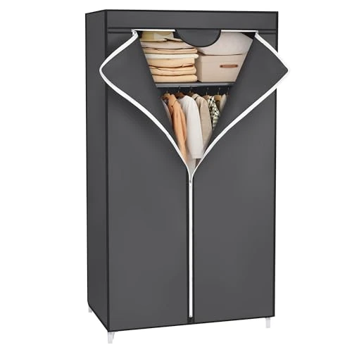 Limited-time offer: SONGMICS RYG83GY Fabric Wardrobe Folding Wardrobe with Hanging Rail, Simple Dressing Room, Organiser for Toys, Shoes, Bags, Living Room, Bedroom, Cloakroom, 75 x 45 x 160 cm, Grey from 25.99 £ to 19.19 £ (save 26%)