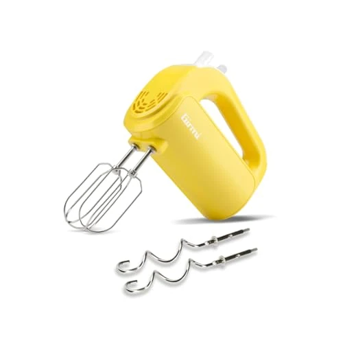 Girmi SB02 Sbattitore Elettrico, 170W, Sbattitori Inox per montare panna ed albumi, Funzione Turbo, Ganci Inox per impasti dolci e salati, 5 Velocità, Giallo