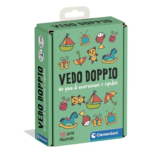 Clementoni - Vedo Doppio, Trova le Illustrazioni in Comune, Mazzo di 40 Carte, Gioco da Tavolo Divertente per Bambini 5+ Anni, 2-6 Giocatori, Idea Regalo, Made in Italy, Lingua Italiana, 16172