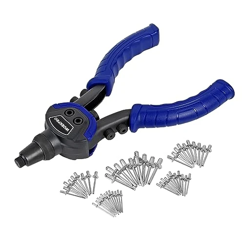 Offerta a tempo: WORKPRO Rivettatrice Manuale con 5 Testa Intercambiabile, Pistola a Rivetti con 100 Rivetti, Dado a Rivetto per Installazione Mobili - 13% da 22.99 € a 19.99 €
