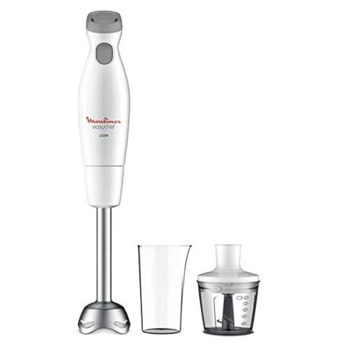 Oferta limitada: Moulinex Easychef, Batidora de mano 2 en 1, 450 W, robusta y resistente, cuchillas Zelkrom, vaso 800 ml y picadora 500 ml, 2 velocidades, antisalpicaduras, color blanco DD4521 de 39.99 EUR a 28.48 EUR (ahorro 29%)