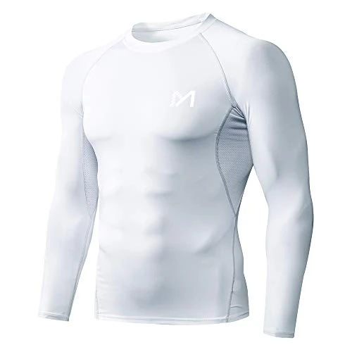 Limited-time offer: MEETYOO Men's MenÂ’s Compression Base Layer Top Long Sleeve T-shirt Sports Gear Fitness Tights for Running Gy Shirt, White, L UK from 13.99 GBP to 13.99 GBP (save 0%)