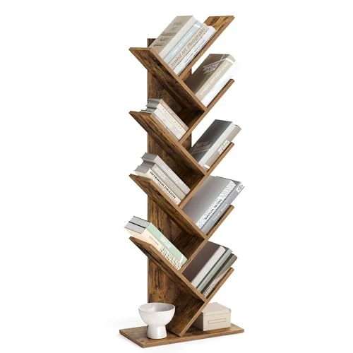 Offerta a tempo: VASAGLE Libreria Scaffale ad Albero a 9 Ripiani, Salvaspazio, Libreria Verticale, per Camera da Letto Soggiorno Studio Ufficio, Marrone Vintage LBC11BX - 20% da 45.99 € a 36.79 €
