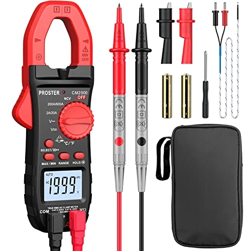 Oferta limitada: Proster Pinza Amperimétrica 2000 Cuentas 600A TRMS NCV Multímetro Digital Rango Automático con Pantalla Retroiluminada para Voltaje AC DC Corriente AC Diodo Resistencia Continuidad Temperatura de 23.99 € a 23.99 € (ahorro 0.00%)