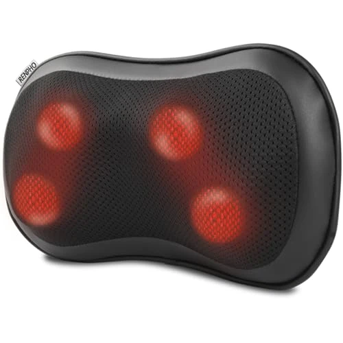 RENPHO Back Massager with Heat, Ultra Slim Shiatsu Lower Back Neck Massage Pillow, 3 Speeds with Net Cover Electric Shoulder Massage for Home Office