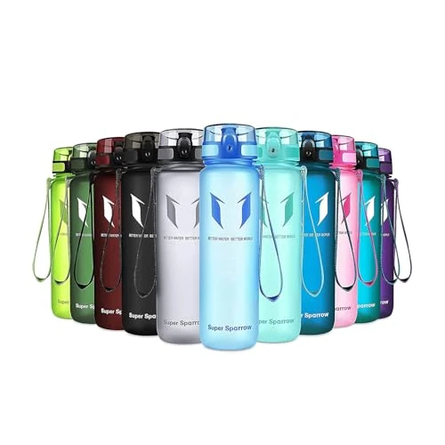 Super Sparrow Botella de Agua Deportiva - 750ml - Sin BPA (Mate- Azul)