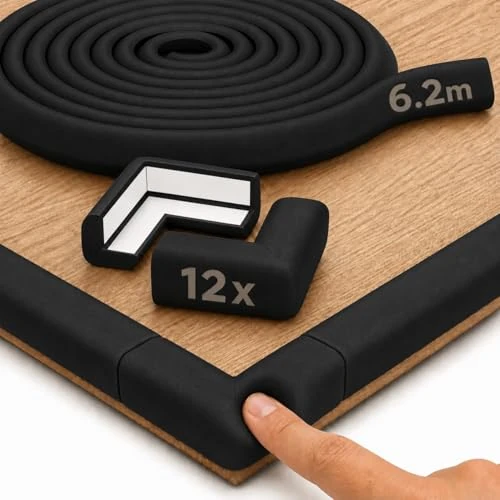 Oferta limitada: Hoffenbach Protector de Bordes y Esquinas para Bebés – 6,2m de Espuma de Seguridad para Mesa y Muebles – 12 Protectores Adhesivos – Protección Infantil para el Hogar – Negro de 21.99 € a 21.99 € (ahorro 0.00%)