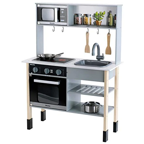 Offerta a tempo: Theo Klein 7199 Cucina Miele, Cucina in legno bianca incl. piano di cottura con suono e luce, Giocattolo per bambini a partire dai 3 anni di età - 0.00% da 79.99 € a 79.99 €
