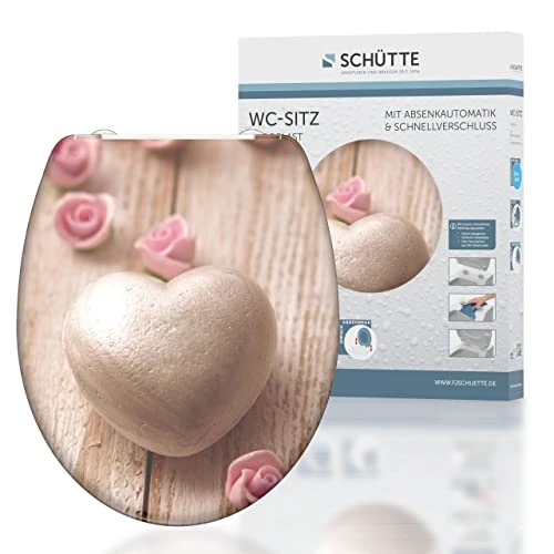 Offerta a tempo: SCHÜTTE Sedile WC ROMANTICO Duroplast, sedile WC con chiusura ammortizzata e sgancio rapido per una facile pulizia, carico massimo del sedile WC 150 kg, motivo cuore 82370 - 0.00% da 104.08 € a 104.08 €
