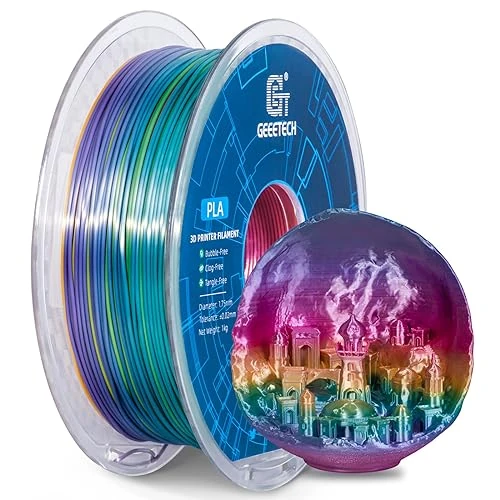 Tijdelijke aanbieding: PLA Filament 1.75mm Multicolor, GEEETECH Zijdige regenboog 3D Printer Filament PLA 1KG Spoel, Kleurverloop van 18.34 € naar 17.42 € (5% korting)