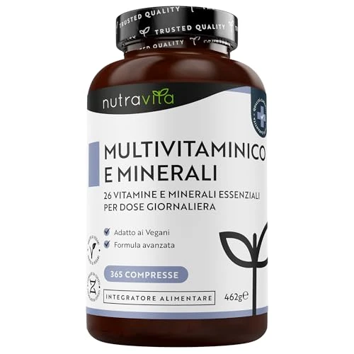 Nutravita Multivitamin & Mineralstoffe - 365 hochdosierte Tabletten mit Bioaktiv-Formen & Premium-Rohstoffen - Laborgetestet - vegane, Multivitamintabletten mit 26 aktiven Vitamine & Mineralstoffe