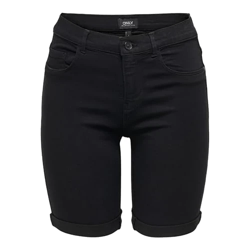 Oferta limitowana: ONLY Onlrain damskie szorty dżinsowe ze średnią talią, obcisłe spodenki jeansowe, Black 1, S z 119.00 zł na 119.00 zł (oszczędź 0.00%)