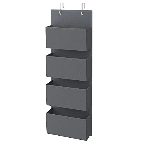 SONGMICS Étagère à Suspendre, Rangement Suspendu, Organisateur, Penderie, à Suspendre à la Porte ou au Mur, 4 Pochettes, Chambre, Bureau, Cuisine, 12 x 33,5 x 100 cm, Gris Ardoise RDH04G
