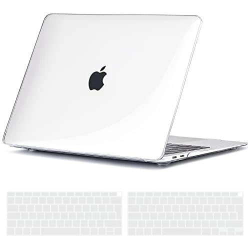 TECOOL Hülle Kompatibel mit MacBook Air M1 (A2337) / MacBook Air 13" Retina 2020 2019 2018 (A2179 A1932), Ultradünne Schutzhülle Hartschale Case mit Tastaturschutz (EU Layout), Kristall Transparent