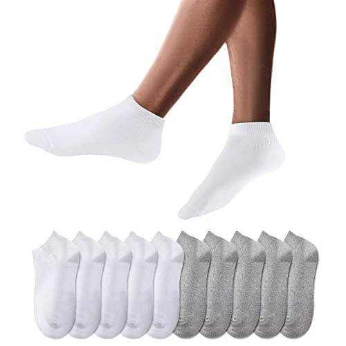 Oferta limitada: YouShow 10 Pares Calcetines Deportivos Tobilleros hombre mujer Cortos Calcetin Algodon 5x Gris + 5x Blanco 43-46 de 32.99 € a 14.99 € (ahorro 55%)
