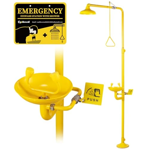 Offerta a tempo: CGOLDENWALL Stazione Combinata Lavaocchi e Doccia d'Emergenza, Corpo Intero in Acciaio Inox 304 con Rivestimento ABS, Lavaocchi 12L/Min & Doccia 75,7L/Min, per Fabbrica, Laboratorio, Industria - 0.00% da 389.00 € a 389.00 €
