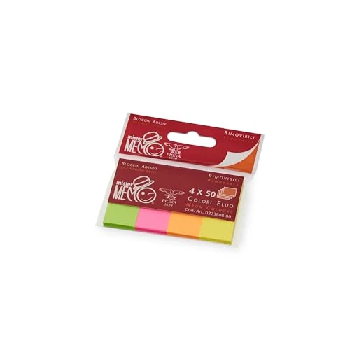 Offerta a tempo: Pigna, confezione 1 pezzo segnapagina adesivi MISTER MEMO 4X50 fogli,2X5 cm,colori FLUO assortiti - 55% da 2.86 € a 1.30 €