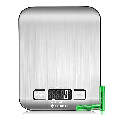 Limited-time offer: Etekcity Digital Kitchen Scales, Professional Food Weighing Scales with Premium Stainless Steel, Backlit LCD Display, Incredible Precision up to 1 g (5 kg Maximum Weight), Silver from 11.99 £ to 11.99 £ (save 0.00%)