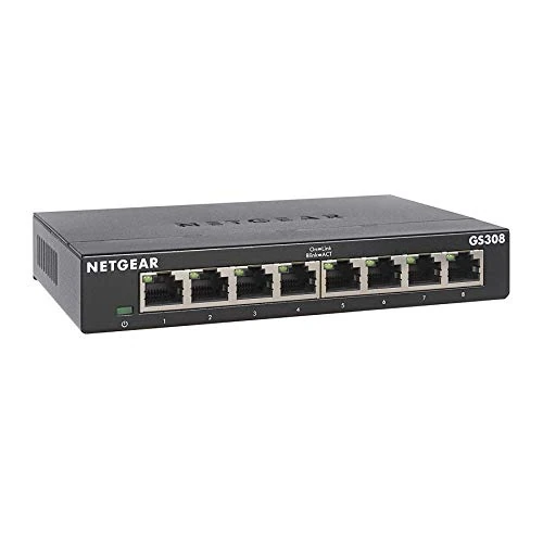 NETGEAR Switch de Red Gigabit Ethernet de 8 Puertos (GS308) | Plug-and-Play | Funcionamiento silencioso | Montaje en sobremesa o Pared