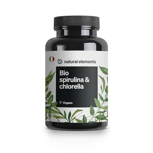 Offerta a tempo: Spirulina Bio & Chlorella, 500 compresse, natural elements, 2400 mg di Spirulina biologica + 2400 mg di Chlorella per dose giornaliera, Certificazione Bio, Testata in Laboratorio - 20% da 18.99 € a 15.19 €