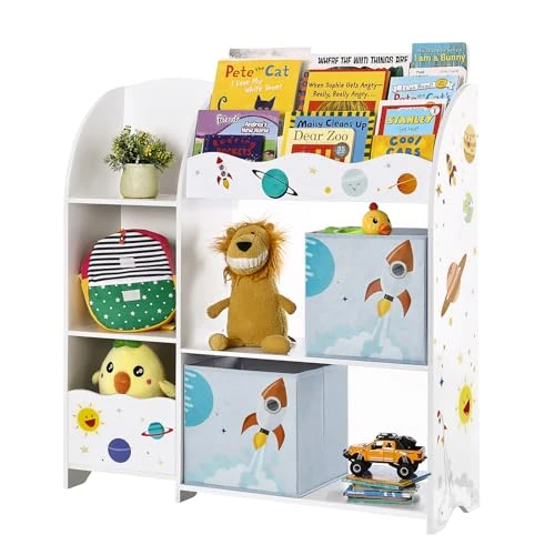 Oferta limitada: SONGMICS Organizador de Juguetes y Libros para Niños, Estantería de Almacenamiento Multifuncional con 2 Cajas, Gran Capacidad, Tema Universal, para Dormitorio, Salón, Blanco GKR42WT de 69.99 EUR a 55.99 EUR (ahorro 20%)