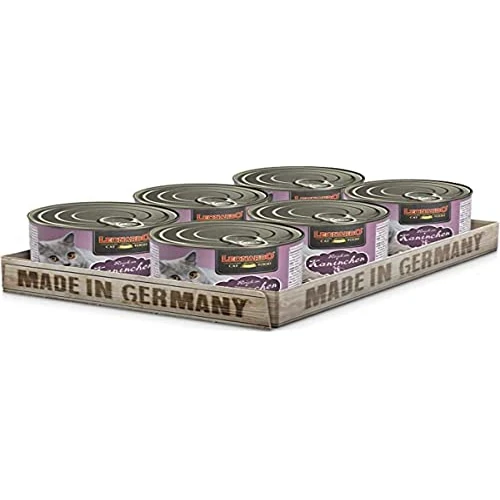 Leonardo Cibo umido [6x200g Ricco di coniglio] | Cibo umido senza cereali per gatti | Alimento completo umido in lattina