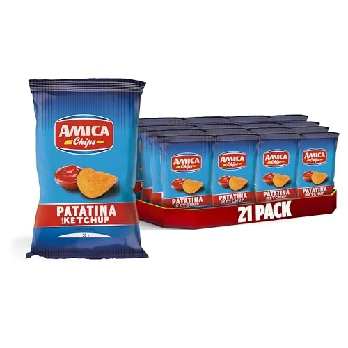 AMICA Chips | La Patatina Gusto Ketchup, Snack Senza Glutine, Con Olio di Semi di Girasole, Aroma Naturale, 21 Pezzi x 50 gr