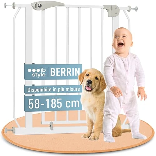Offerta a tempo: IB STYLE Cancelletto per Bambini di Sicurezza Berrin 58-185 cm - Scale e Porte, Senza forature, Metallo, 90° Stop, Barriera ringhiera, Bianco, 68-76 cm - 0.00% da 58.95 € a 58.95 €