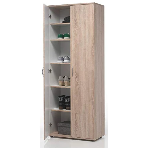 Avanti Trendstore - Talento - szafka na buty z dekoracyjnego drewna, z 2 drzwiami i 5 wewnętrznymi półkami. Dostępne w 2 wymiarach szer. x wys. 70 x 176 x 34 cm (dąb Sonoma)